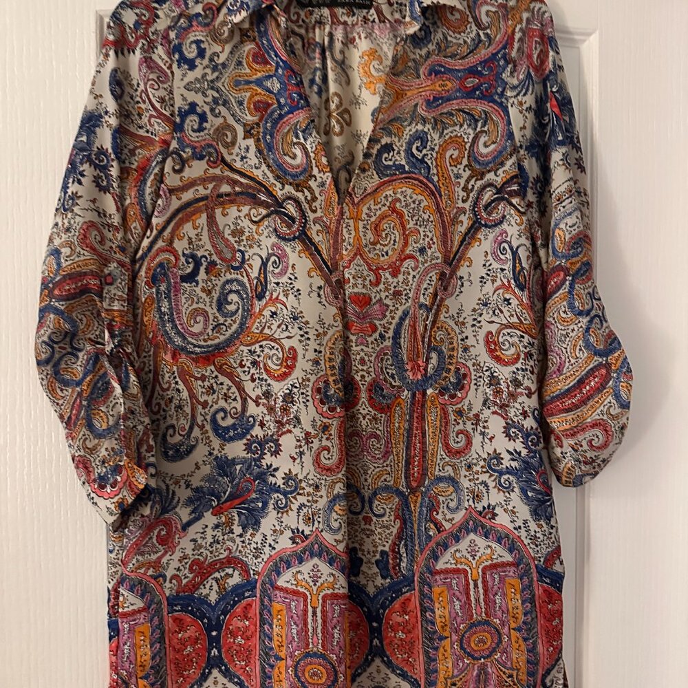 Zara Floral Paisley  3/4 L Sleeve Tunic Size XS - Picture 2 of 3